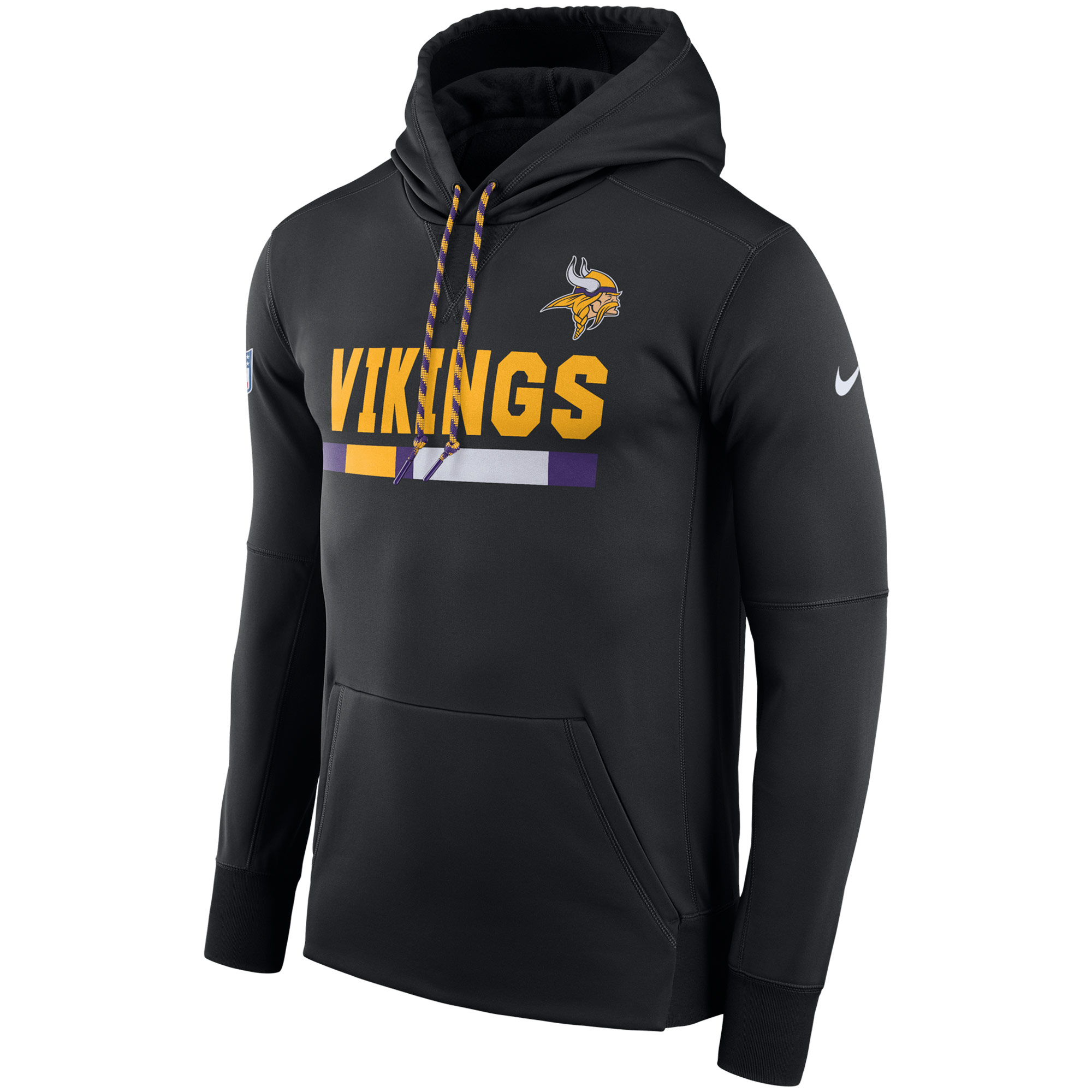 NFL Men Minnesota Vikings Nike Black Sideline ThermaFit Performance PO Hoodie